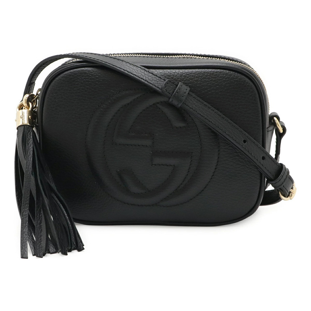 Gucci Soho Disco Tassel Fringe Crossbody Bag Leather Black